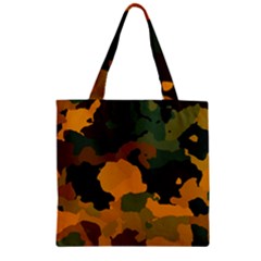 Background For Scrapbooking Or Other Camouflage Patterns Orange And Green Zipper Grocery Tote Bag by Nexatart