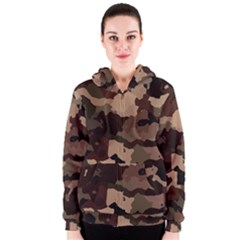 Background For Scrapbooking Or Other Camouflage Patterns Beige And Brown Women s Zipper Hoodie by Nexatart