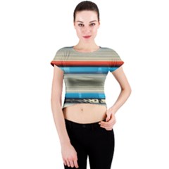 Background Book Books Children Crew Neck Crop Top