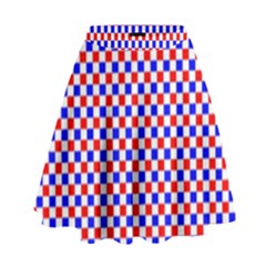 Blue Red Checkered High Waist Skirt by Nexatart