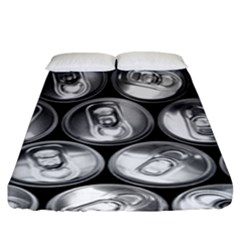 Black And White Doses Cans Fuzzy Drinks Fitted Sheet (king Size) by Nexatart