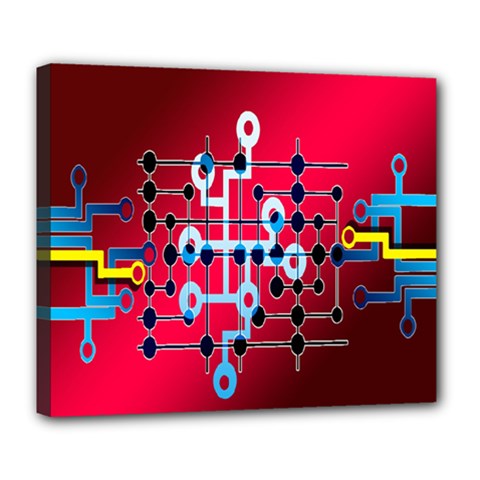 Board Circuits Trace Control Center Deluxe Canvas 24  X 20   by Nexatart