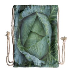 Bright Cabbage Color Dew Flora Drawstring Bag (large)