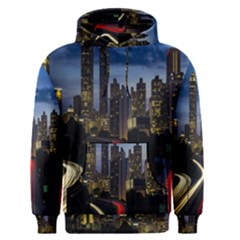 Building And Red And Yellow Light Road Time Lapse Men s Pullover Hoodie by Nexatart