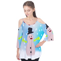 Christmas Snowman Flutter Tees