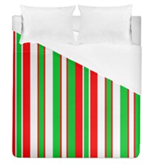 Christmas Holiday Stripes Red Green,white Duvet Cover (queen Size) by Nexatart