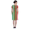 Christmas Holiday Stripes Red green,white Short Sleeve Front Wrap Dress View2