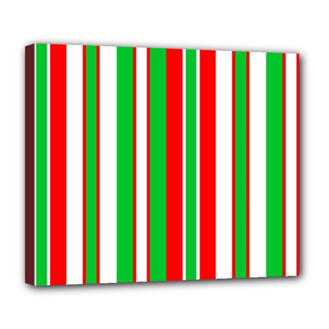 Christmas Holiday Stripes Red Green,white Deluxe Canvas 24  X 20   by Nexatart