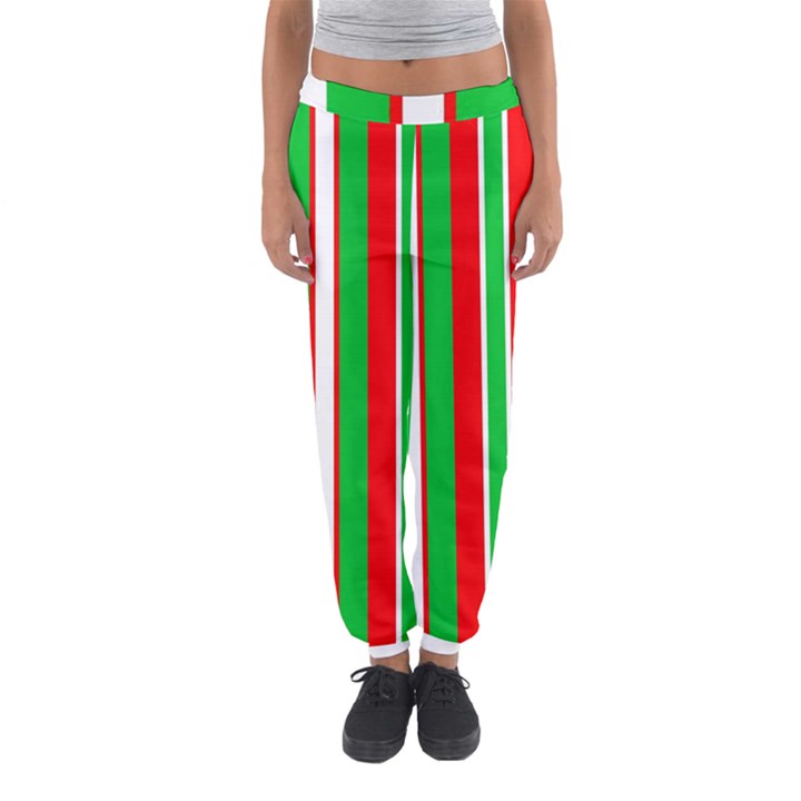 Christmas Holiday Stripes Red green,white Women s Jogger Sweatpants