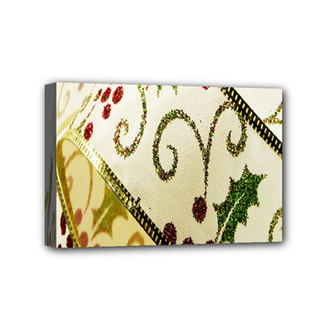 Christmas Ribbon Background Mini Canvas 6  X 4  by Nexatart