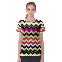 Colorful Chevron Pattern Stripes Women s Sport Mesh Tee