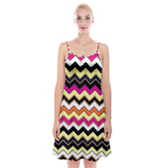 Colorful Chevron Pattern Stripes Spaghetti Strap Velvet Dress by Nexatart