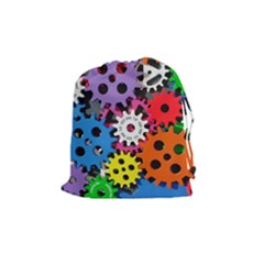 Colorful Toothed Wheels Drawstring Pouches (medium) 