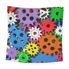 Colorful Toothed Wheels Square Tapestry (large) by Nexatart