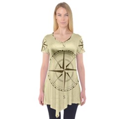 Compass Vintage South West East Short Sleeve Tunic  by Nexatart