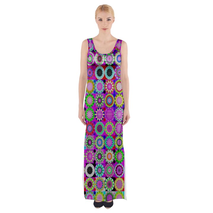Design Circles Circular Background Maxi Thigh Split Dress