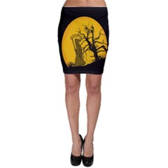 Death Haloween Background Card Bodycon Skirt by Nexatart