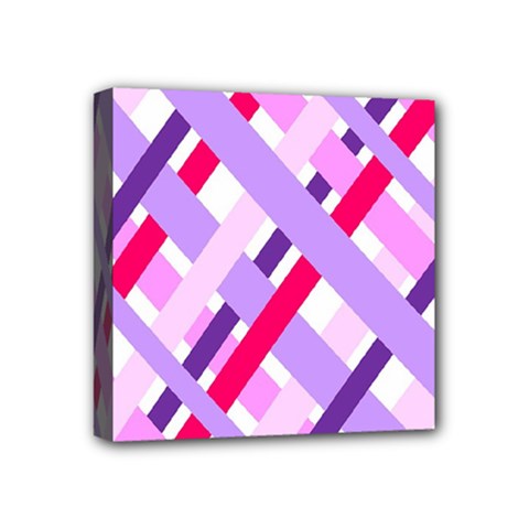 Diagonal Gingham Geometric Mini Canvas 4  X 4  by Nexatart