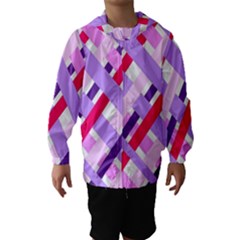 Diagonal Gingham Geometric Hooded Wind Breaker (kids) by Nexatart