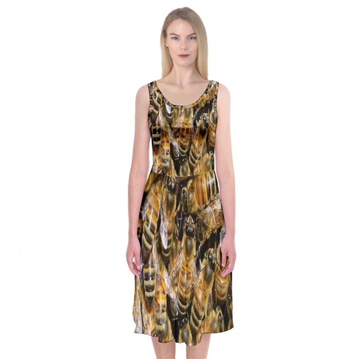 Honey Bee Water Buckfast Midi Sleeveless Dress