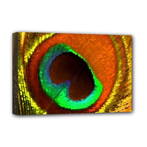 Peacock Feather Eye Deluxe Canvas 18  X 12   by Nexatart