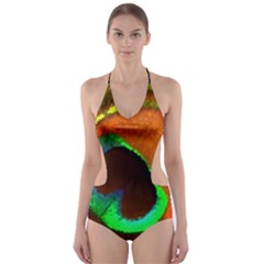 Peacock Feather Eye Cut-out One Piece Swimsuit by Nexatart