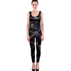 Grid Construction Structure Metal Onepiece Catsuit