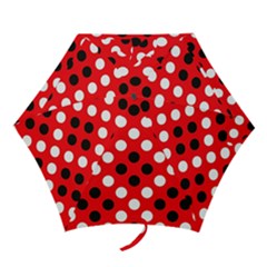 Red & Black Polka Dot Pattern Mini Folding Umbrellas