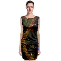 Night Xmas Decorations Lights  Sleeveless Velvet Midi Dress by Nexatart