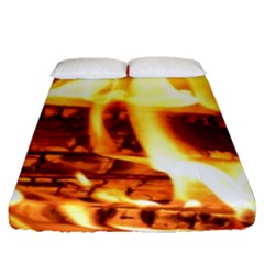 Fire Flame Wood Fire Brand Fitted Sheet (queen Size) by Nexatart