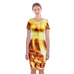 Fire Flame Wood Fire Brand Classic Short Sleeve Midi Dress