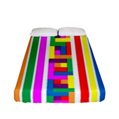 Rainbow Geometric Design Spectrum Fitted Sheet (full/ Double Size) by Nexatart