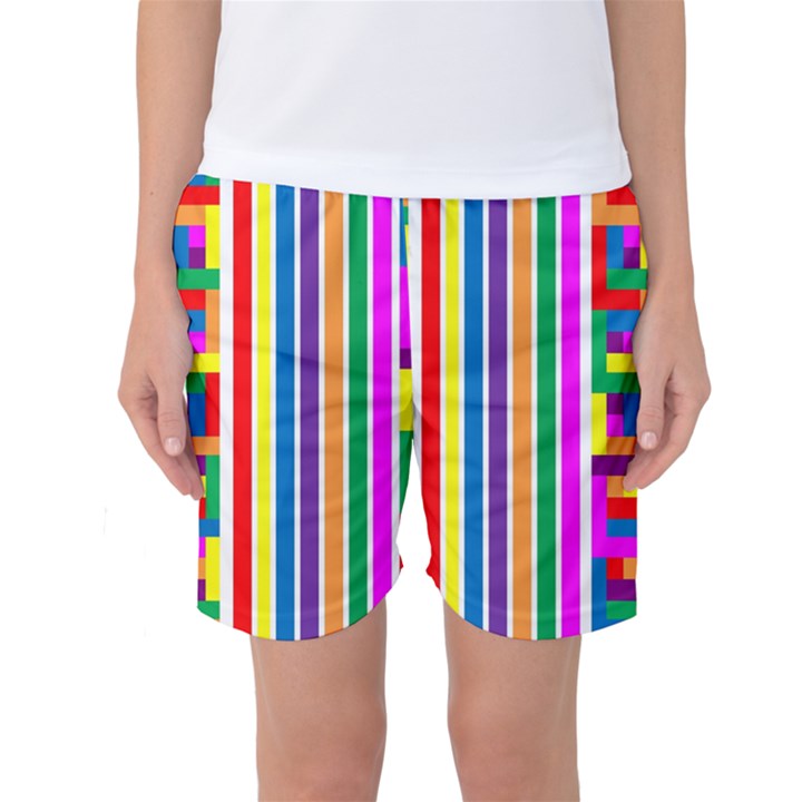 Rainbow Geometric Design Spectrum Women s Basketball Shorts