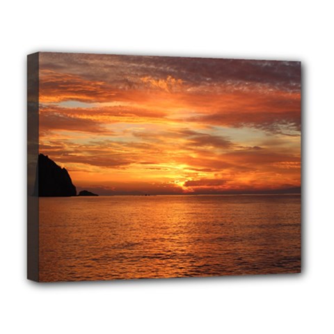 Sunset Sea Afterglow Boot Deluxe Canvas 20  X 16   by Nexatart