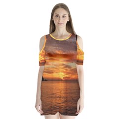 Sunset Sea Afterglow Boot Shoulder Cutout Velvet  One Piece by Nexatart