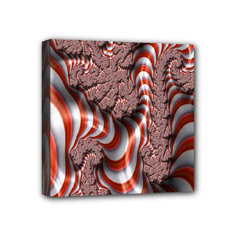 Fractal Abstract Red White Stripes Mini Canvas 4  x 4 