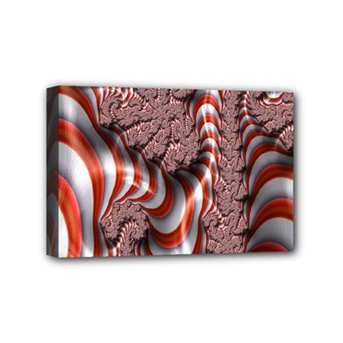 Fractal Abstract Red White Stripes Mini Canvas 6  x 4 