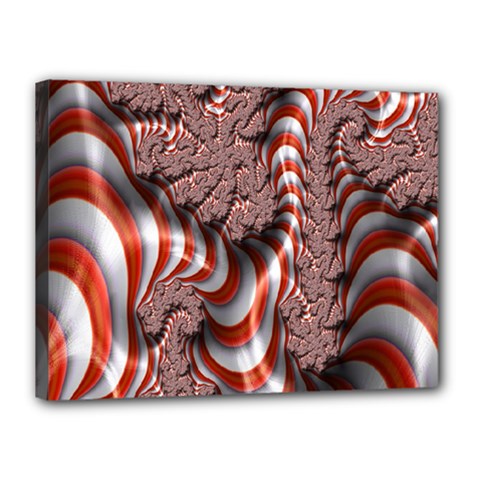 Fractal Abstract Red White Stripes Canvas 16  X 12  by Nexatart
