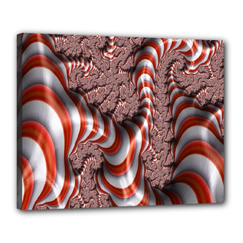 Fractal Abstract Red White Stripes Canvas 20  x 16 