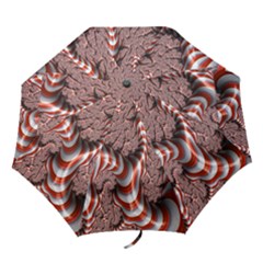 Fractal Abstract Red White Stripes Folding Umbrellas