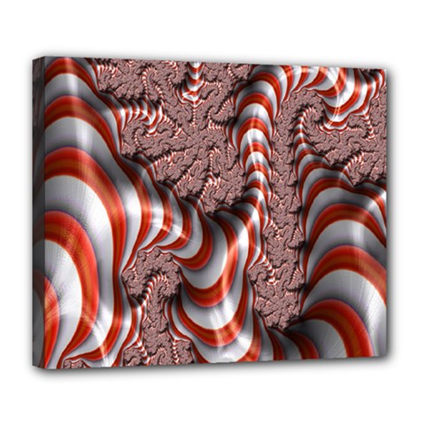 Fractal Abstract Red White Stripes Deluxe Canvas 24  x 20  