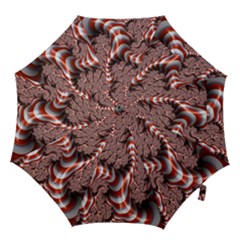 Fractal Abstract Red White Stripes Hook Handle Umbrellas (Medium)