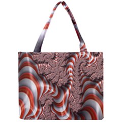 Fractal Abstract Red White Stripes Mini Tote Bag