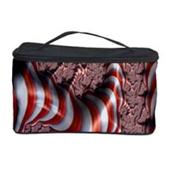 Fractal Abstract Red White Stripes Cosmetic Storage Case