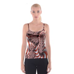 Fractal Abstract Red White Stripes Spaghetti Strap Top