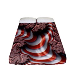 Fractal Abstract Red White Stripes Fitted Sheet (Full/ Double Size)