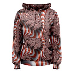 Fractal Abstract Red White Stripes Women s Pullover Hoodie