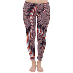 Fractal Abstract Red White Stripes Classic Winter Leggings