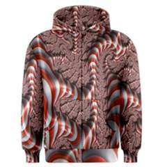 Fractal Abstract Red White Stripes Men s Zipper Hoodie