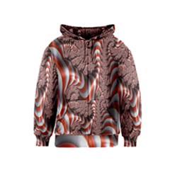 Fractal Abstract Red White Stripes Kids  Zipper Hoodie